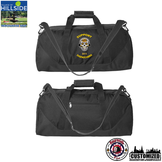 Village of Hillside "Support 911 Dispatchers" 22.5in. Duffle Bag Style2 - Black