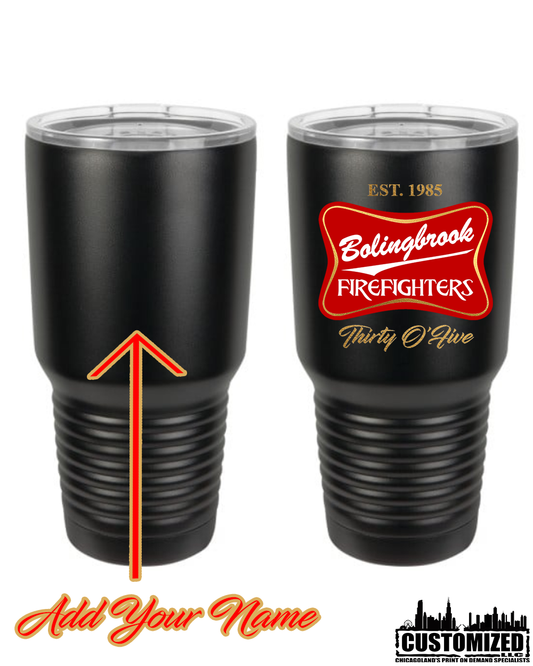 Bolingbrook FD "Miller Style" 30oz. Stainless Steel Tumbler - Black