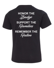 Load image into Gallery viewer, 100 Club &quot;Honor-Support-Remember&quot; Youth Shirt - Black