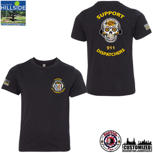 Village of Hillside "Support 911 Dispatchers" Next Level YOUTH Short sleeve - Black