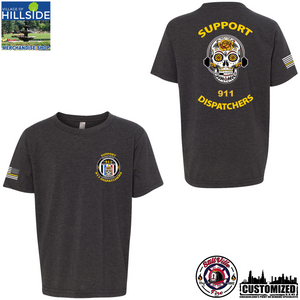 Village of Hillside "Support 911 Dispatchers" Next Level YOUTH Short sleeve - Charcoal