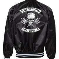 To The Point Tattoo "OG" Satin Baseball Jacket - Black