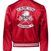 To The Point Tattoo "OG" Satin Baseball Jacket - Red