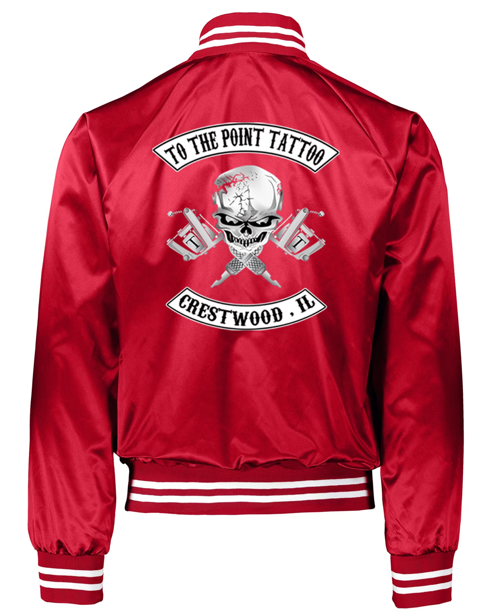 To The Point Tattoo "OG" Satin Baseball Jacket - Red