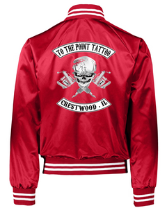 To The Point Tattoo "OG" Satin Baseball Jacket - Red