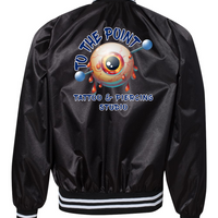 To The Point Piercing Studio Satin Baseball Jacket - Black