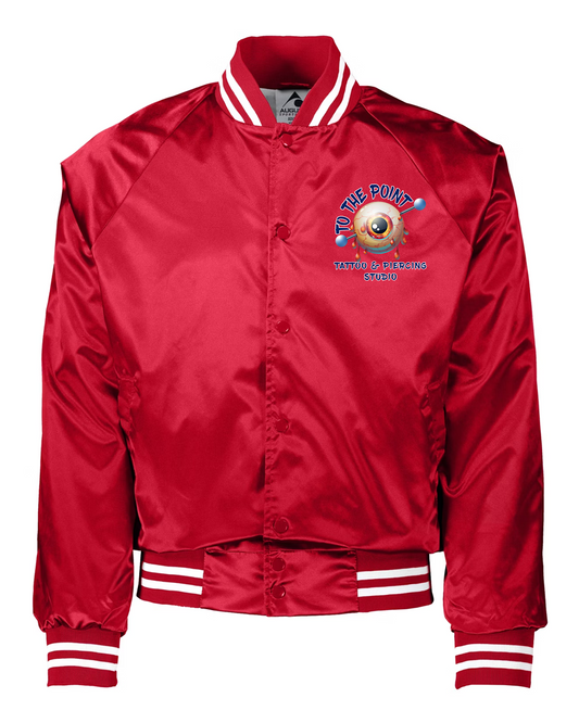 To The Point Piercing Studio Satin Baseball Jacket - Red