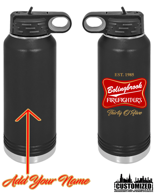 Bolingbrook FD "Miller Style" 40oz. Stainless Steel Water Bottle - Black