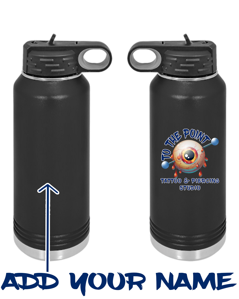 To The Point Piercing Studio 40oz. Stainless Steel Water Bottle - Black