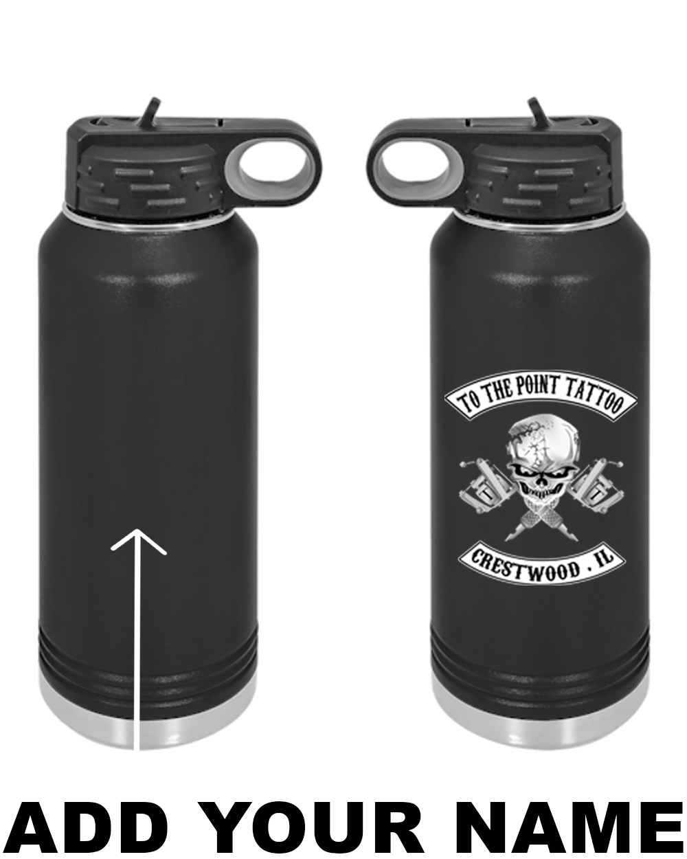 To The Point Tattoo 40oz. Stainless Steel Water Bottle - Black