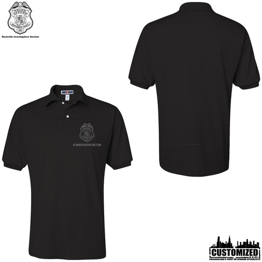 MCPD 1DIS 50/50 Embroidered Short Sleeve Polo - Black