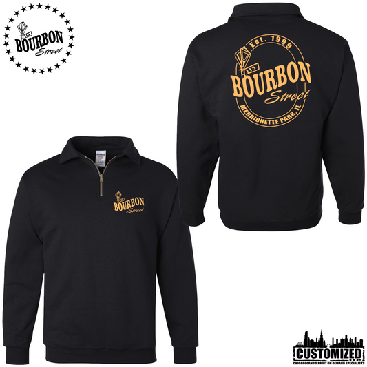 115th Bourbon Street Employee 1/4 Zip Crewneck Sweatshirt - Black