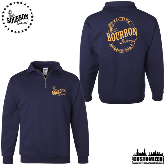 115th Bourbon Street Employee 1/4 Zip Crewneck Sweatshirt - Navy