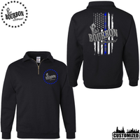 115 Bourbon Street Thin Blue Line Quarter Zip Sweatshirt - Black