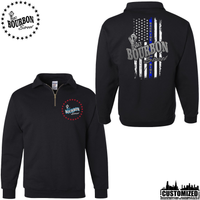 115 Bourbon Street Chicago Edition Thin Blue Line Quarter Zip Sweatshirt - Black