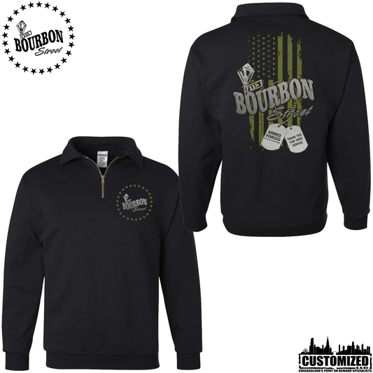 115 Bourbon Street Freedom Tribute Quarter Zip Sweatshirt - Black