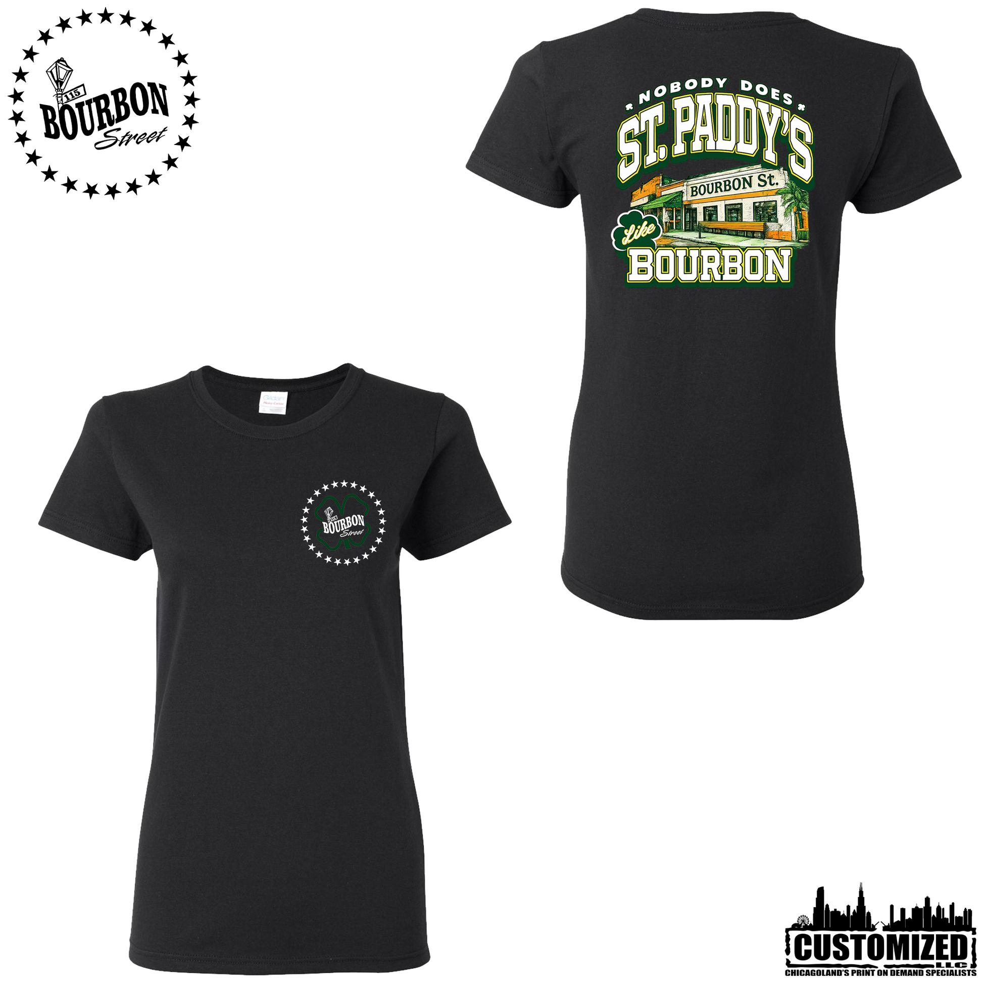 115 Bourbon Street St. Patrick's Day Women's Short Sleeve - Black