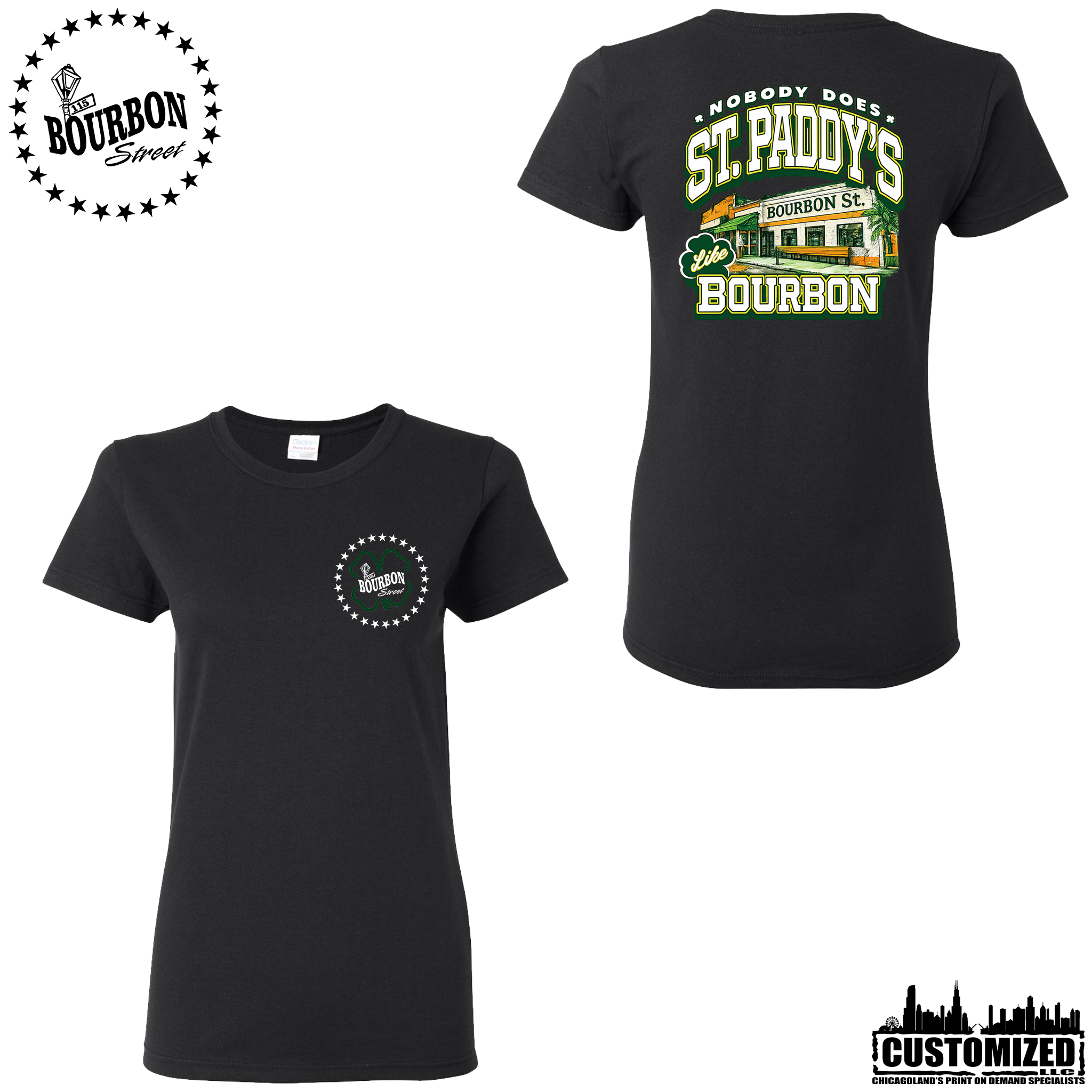 115 Bourbon Street St. Patrick's Day Women's Short Sleeve - Black