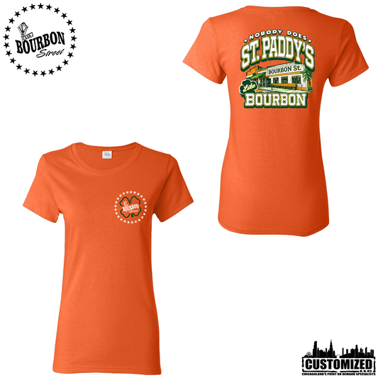 115 Bourbon Street Employee St. Patrick's Day Women's Short Sleeve - Orange