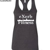 Exurb Fitness "DC Skyline" Women's Racerback Jersey Tank - Dark Heather Grey