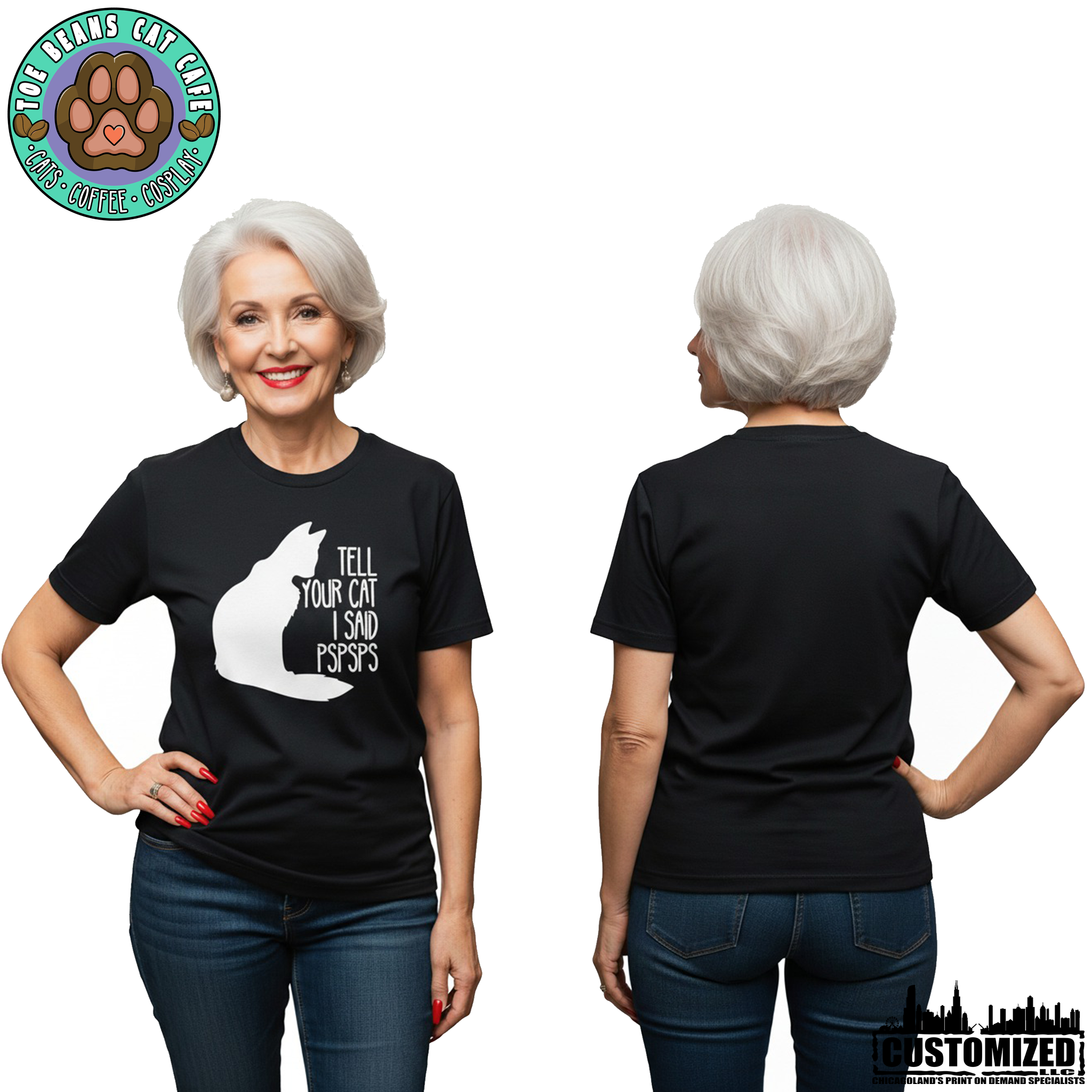 Toe Beans Cat Cafe "Tell Your Cat..." Short Sleeve - Black