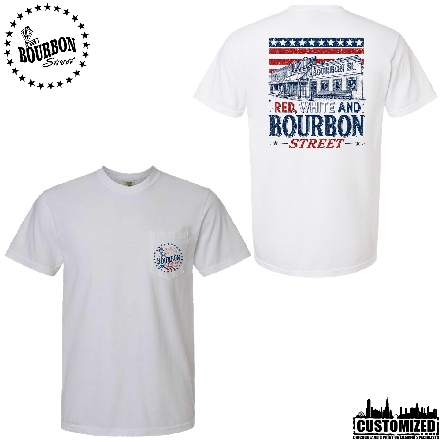 115 Bourbon Street America 250 Heavyweight Pocket T-Shirt - White