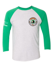 Load image into Gallery viewer, StillVille Irish Heritage 3/4 Raglan T-shirt - Green/White
