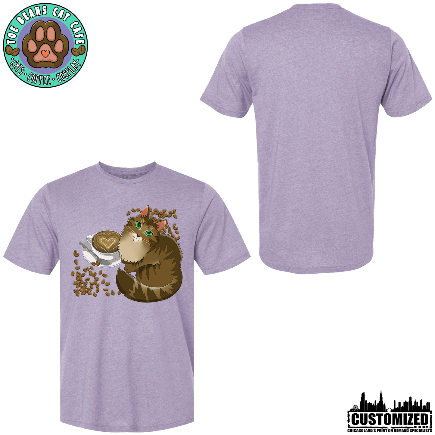 Toe Beans Cat Cafe "Carpurrino" Short Sleeve - Lavender