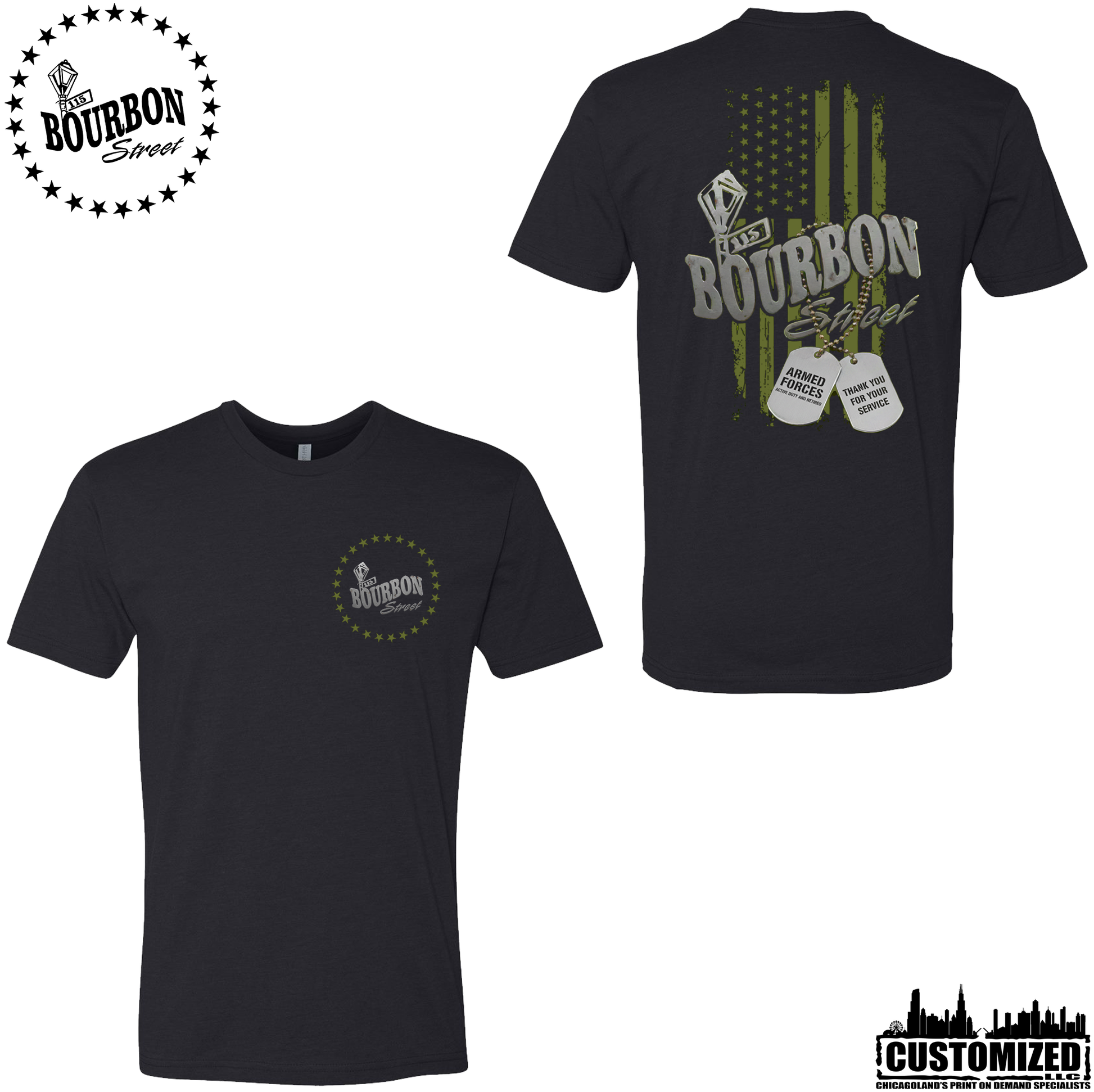 115 Bourbon Street Freedom Tribute Unisex Short Sleeve - Black