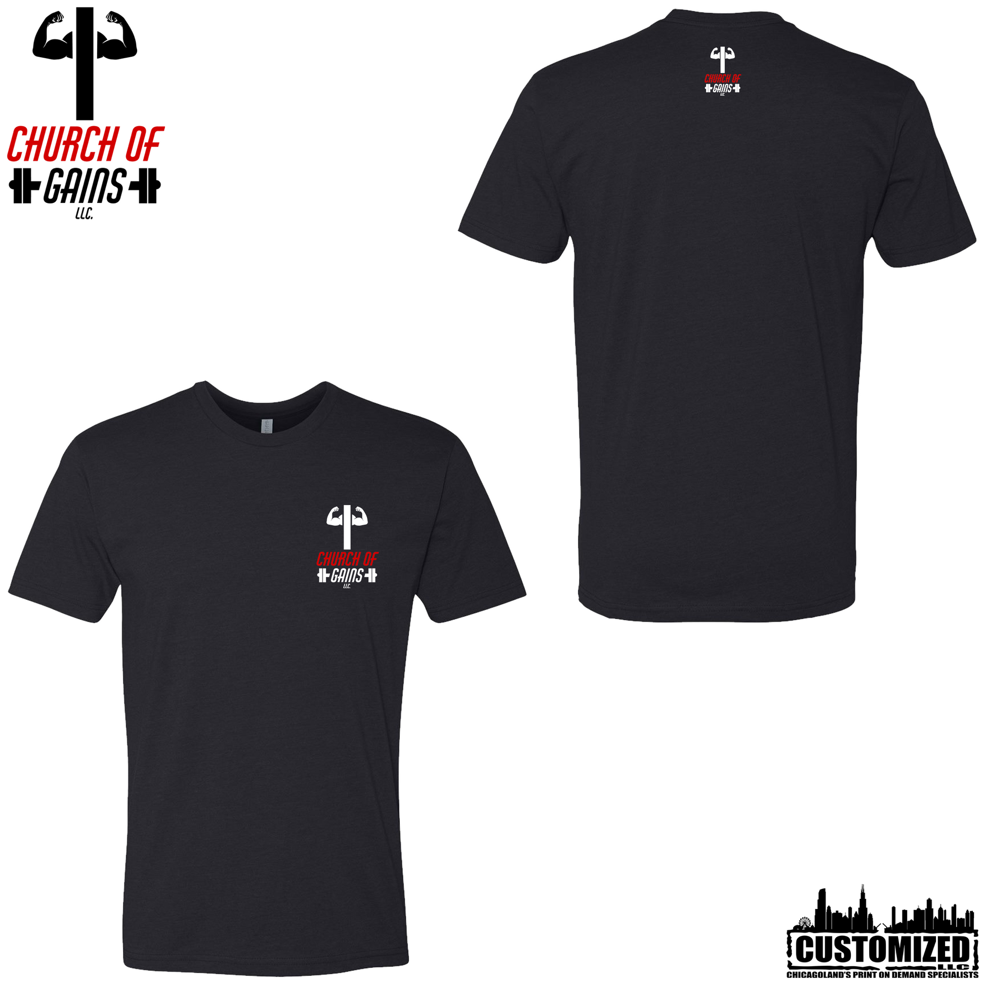 Church of Gains "OG" Style1 Short sleeve shirt - Black (5 Print Options)