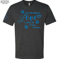 "All You Need Is Love And A Cat..." Short Sleeve - Charcoal