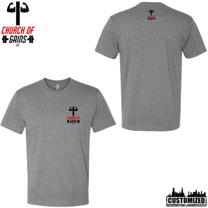 Church of Gains "OG" Style1 Short sleeve shirt - Dark Heather Grey (5 Print Options)