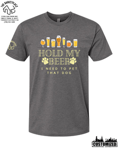 "Hold My Beer, I Need to Pet That Dog" Short Sleeve - Heather Heavy Metal