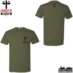 Church of Gains "OG" Style1 Short sleeve shirt - Military Green (5 Print Options)