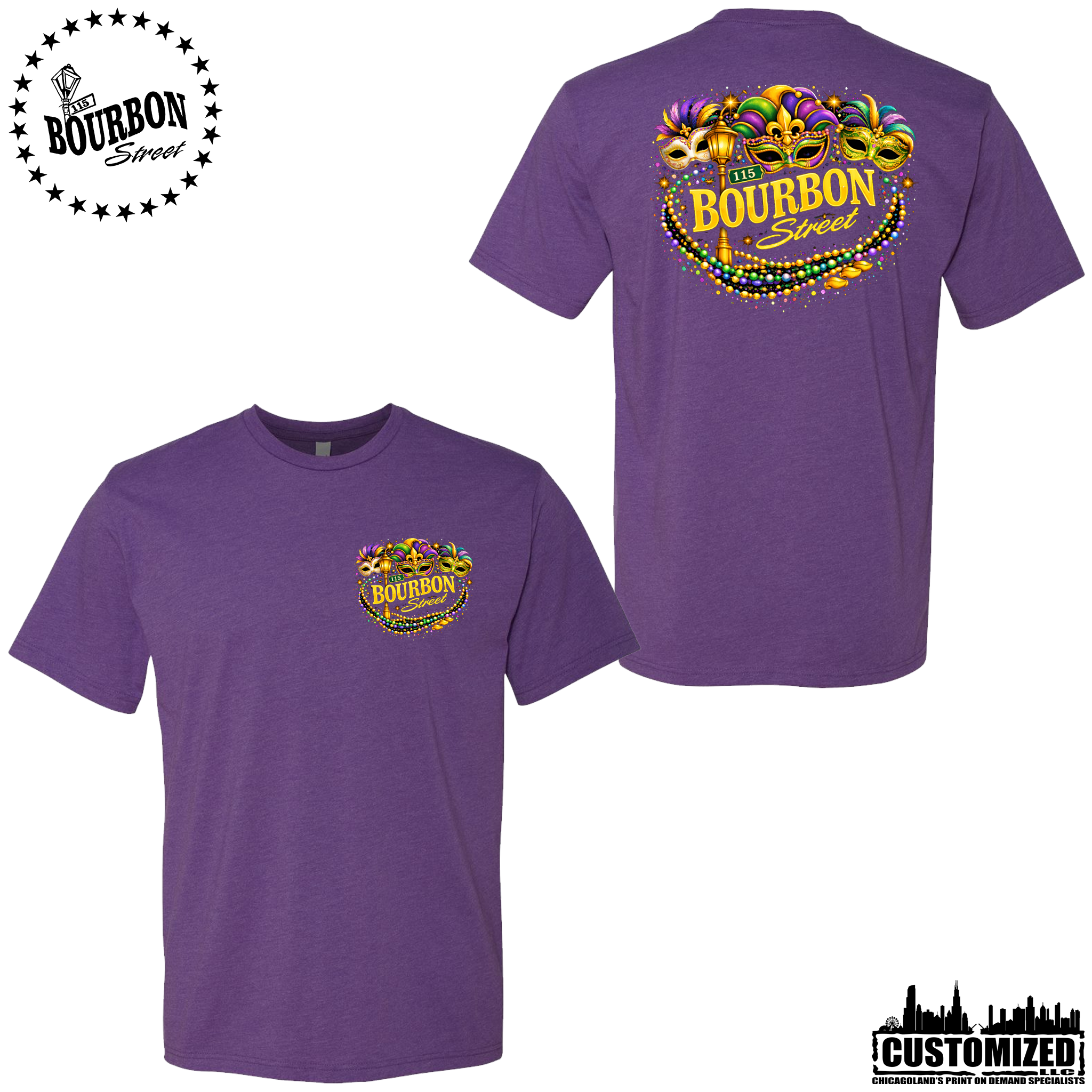 115 Bourbon Street Mardi Gras Short Sleeve - Purple