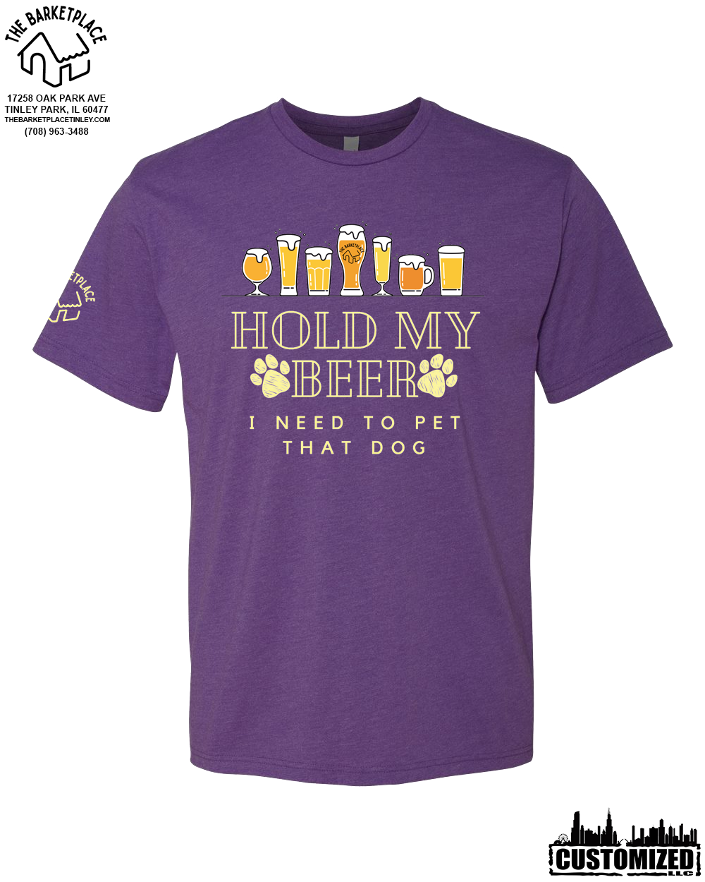 "Hold My Beer, I Need to Pet That Dog" Short Sleeve - Purple Rush