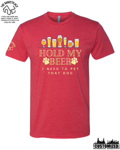 "Hold My Beer, I Need to Pet That Dog" Short Sleeve - Red