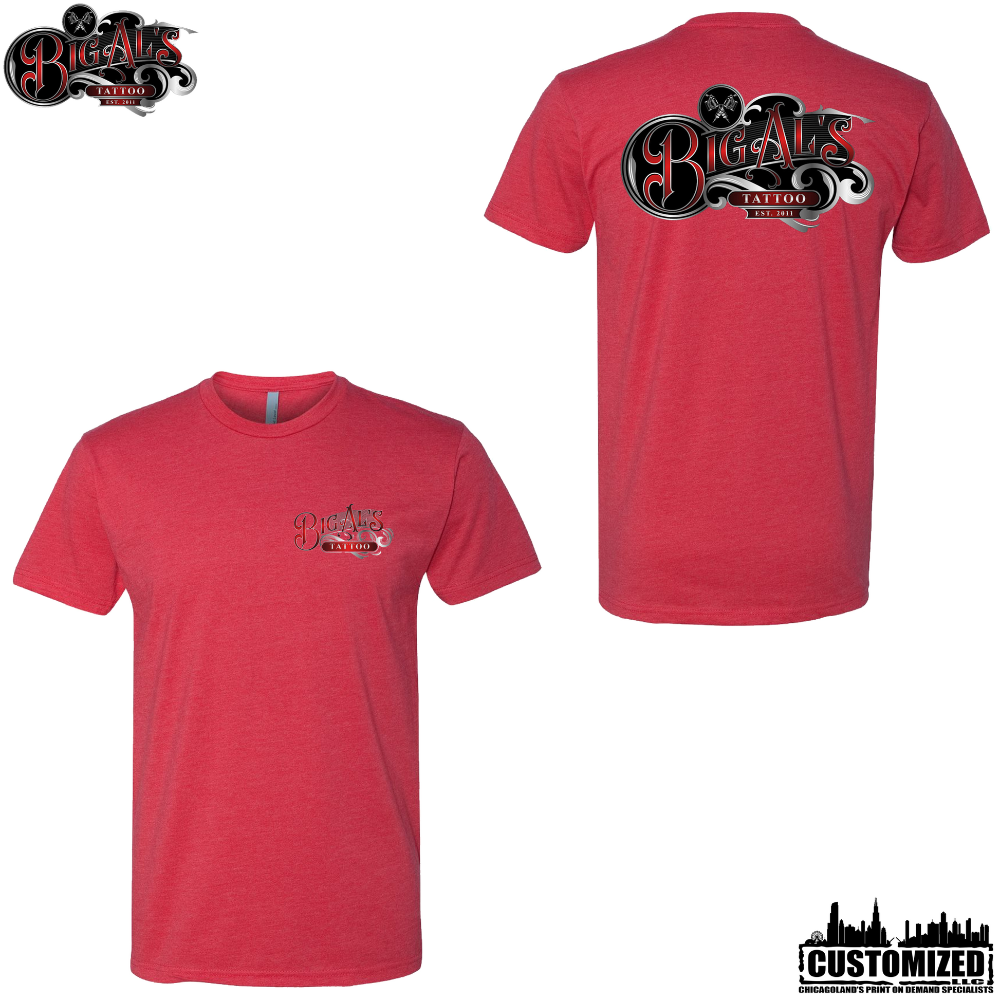 Big Al's Tattoo "Logo" Short Sleeve Shirt - Red