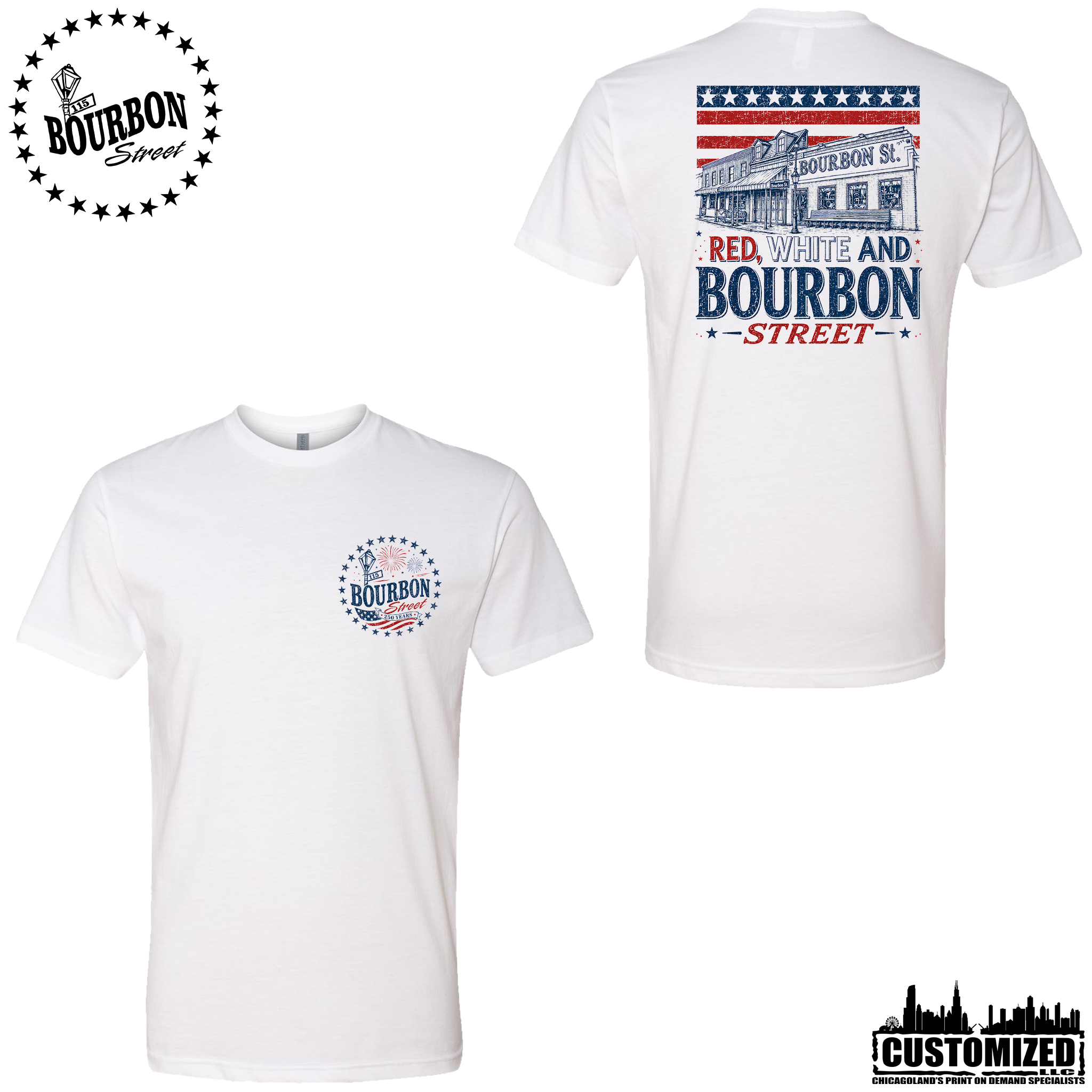 115 Bourbon Street America 250 Unisex Short Sleeve - White
