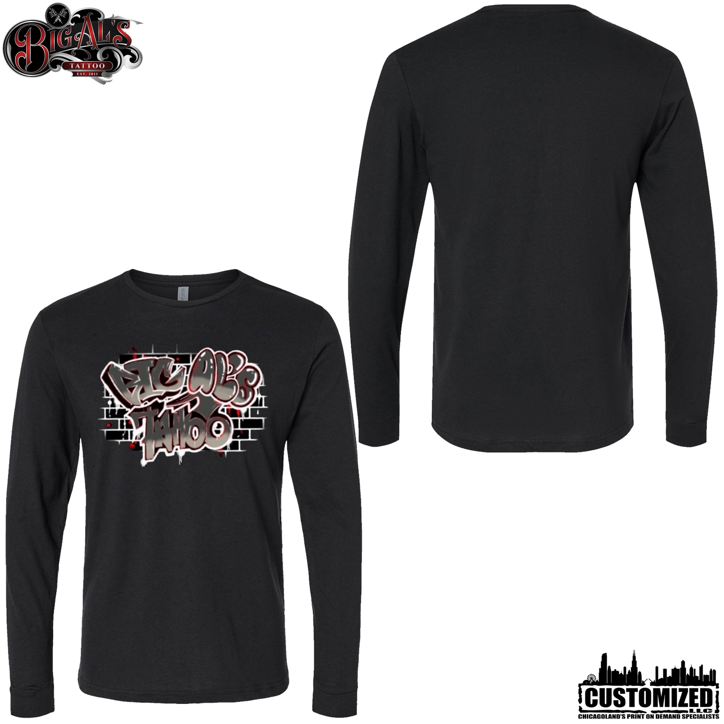 Big Al's Tattoo "Spray" Long sleeve  - Black
