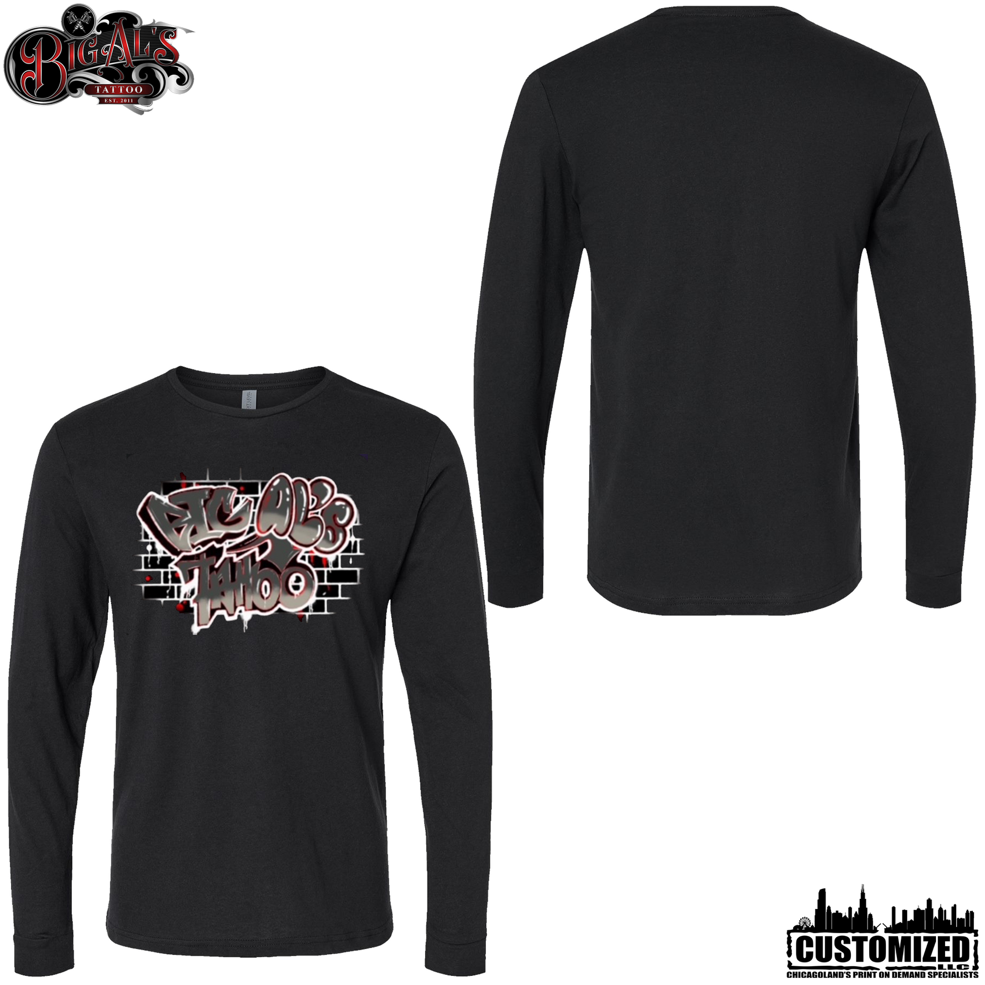 Big Al's Tattoo "Spray" Long sleeve  - Black