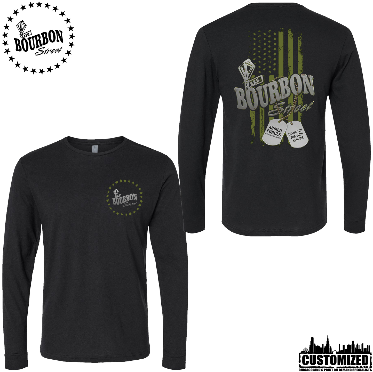 115 Bourbon Street Freedom Tribute Unisex Long Sleeve - Black