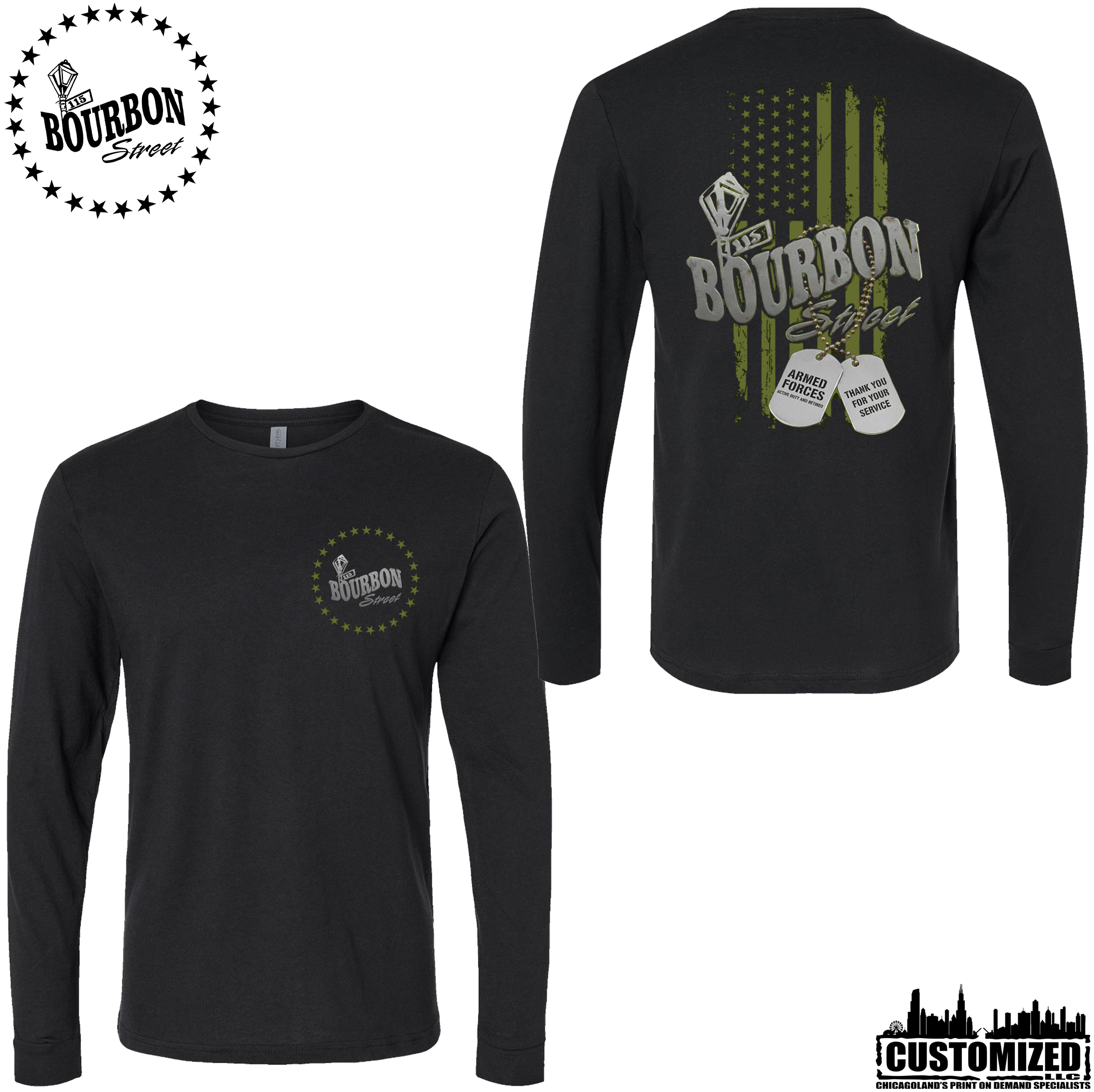 115 Bourbon Street Freedom Tribute Unisex Long Sleeve - Black