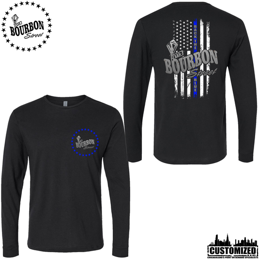 115 Bourbon Street Thin Blue Line Unisex Long Sleeve - Black