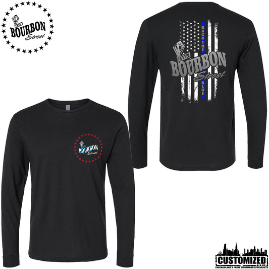 115 Bourbon Street Chicago Edition Thin Blue Line Unisex Long Sleeve - Black