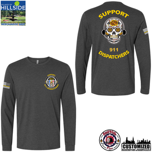 Village of Hillside "Support 911 Dispatchers" Next Level Long sleeve  - Charcoal