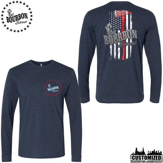 115 Bourbon Street Employee Chicago Edition Thin Red Line Unisex Long Sleeve - Midnight Navy