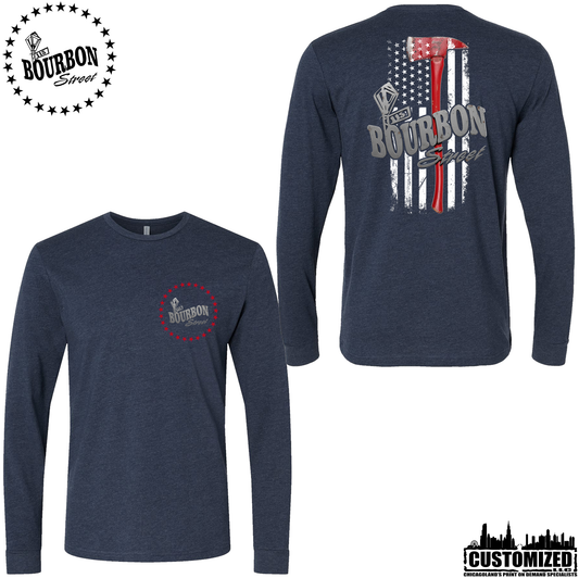 115 Bourbon Street Employee Thin Red Line Unisex Long Sleeve - Midnight Navy