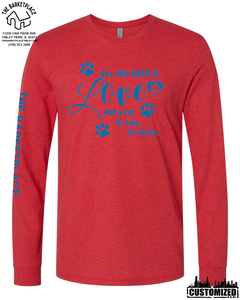 "All You Need Is Love And A Cat..." Long Sleeve - Red