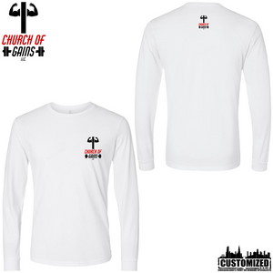 Church of Gains "OG" Style1 Long sleeve shirt - White (5 Print Options)